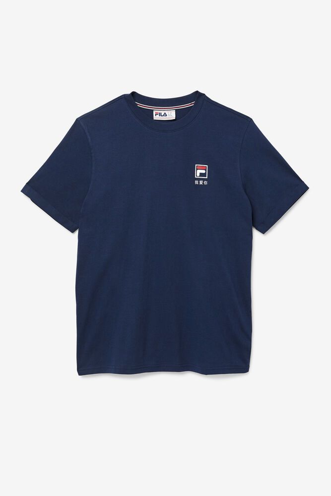 Fila T-Shirt Kildare Mens Navy - India FDJ-569283